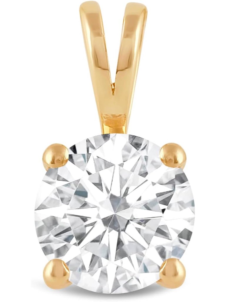 Solid 14k Gold Cubic Zirconia Solitaire Pendant Necklace For Women Heart, Prince